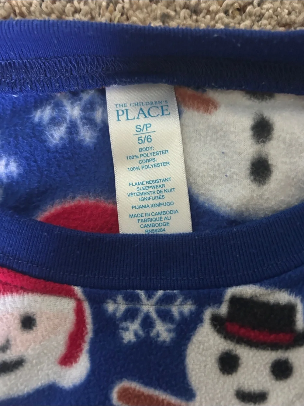 The Children's Place Blue Holiday Fleece Top with Snowmen & Festive Icons